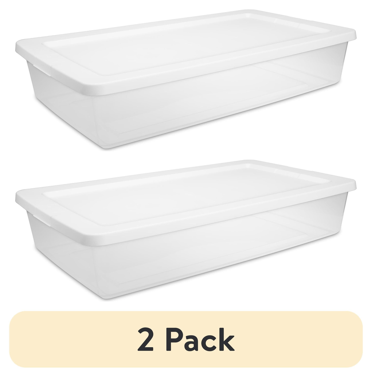 41 Quart Clear Plastic Storage Container with Snap-On Lid, White