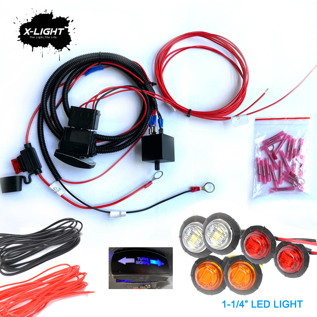 SXS UTV Rocker Switch Turn Signal Kit Street Legal For Polaris RZR SXS 1.25" led