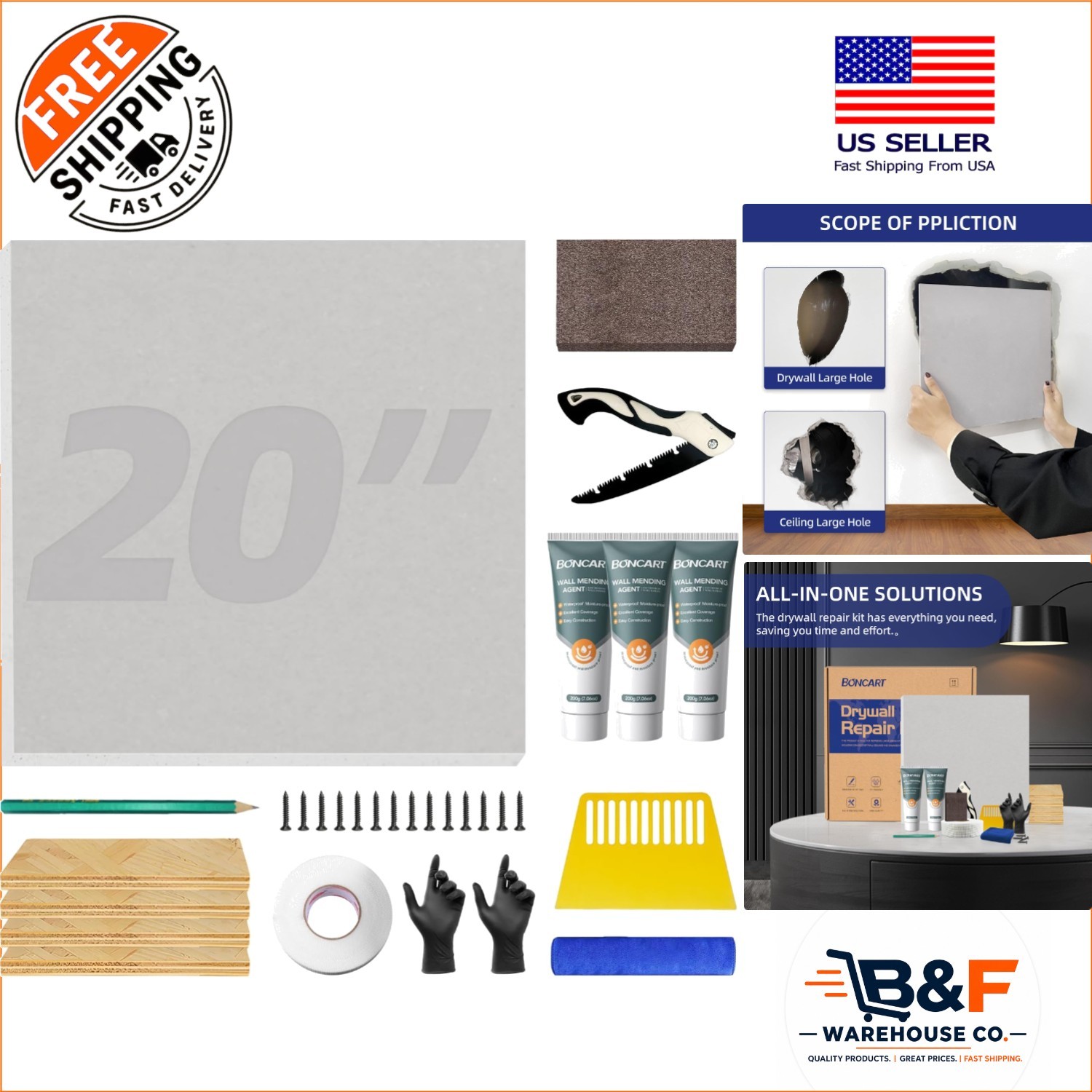 Easy-to-Use Drywall Patch Kit for Large Holes - Professional Results Guaranteed