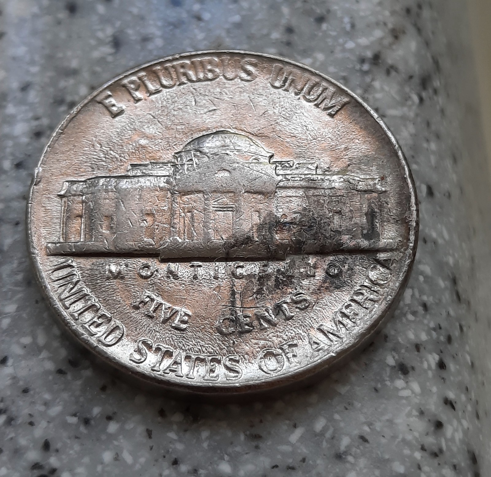 1983 P Jefferson Nickel Reverse Error's
