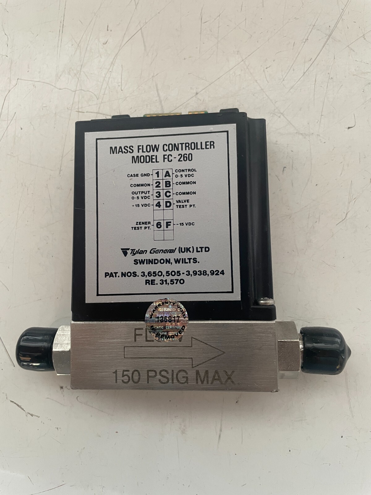 Tylan Corp FC-260V Mass Flow Controller 1 SLPM 150 psig 5% PH3/N2