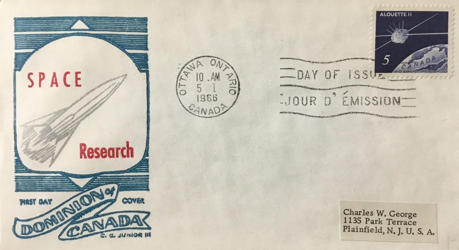 Canada First Day Cover Stamp Envelope Canada's Second Satellite Alouette I