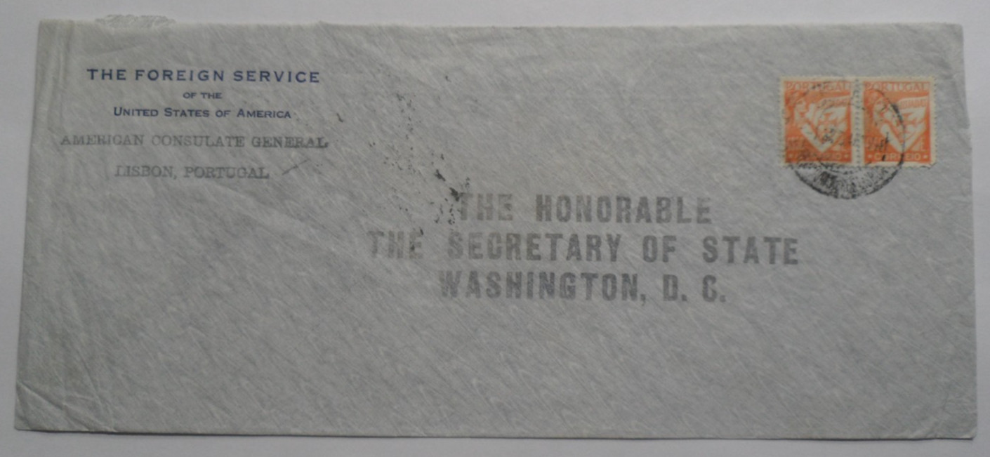 STAMPMART : PORTUGAL AMERICAN CON. FOREIGN SERVICE DIPLOMATIC COVER TO WASH. D.C