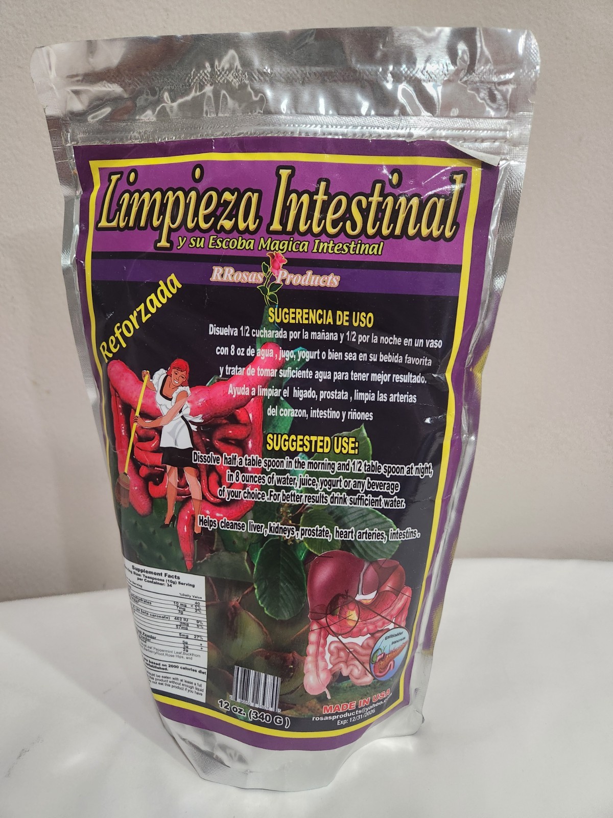 NEW LIMPIEZA INTESTINAL REFORZADA 12 OZ MADE USA  ESCOBA MAGICA INTESTINAL 12/26