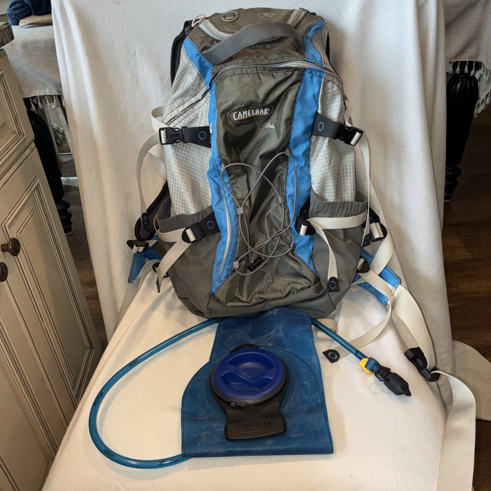 Camelbak ISIS Hydration Backpack Blue Grey Adjust Strap Day Pack W/ Bladder