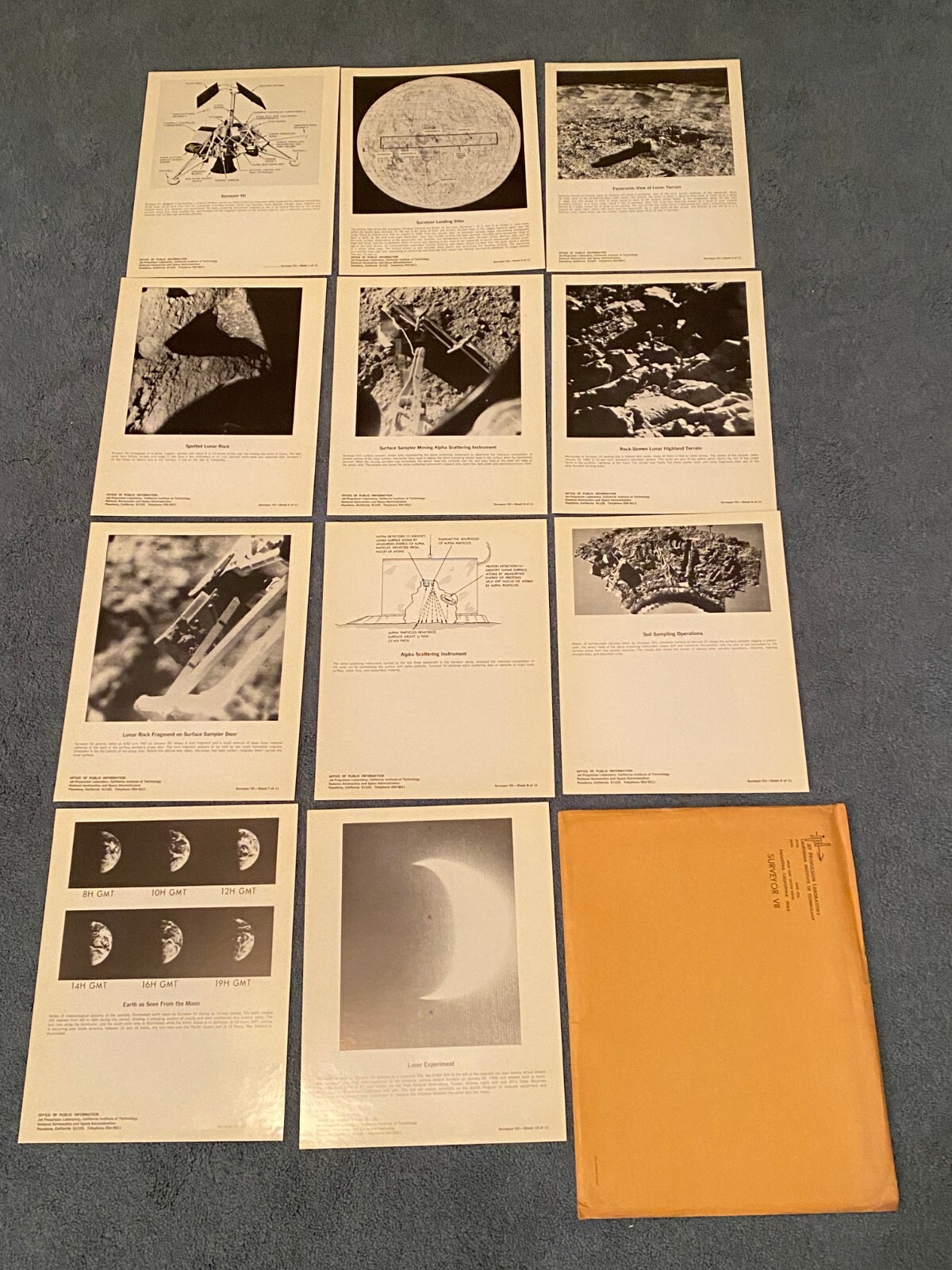 1968 NASA JPL Surveyor VII Lunar Program Complete Photo Set of 11, Original