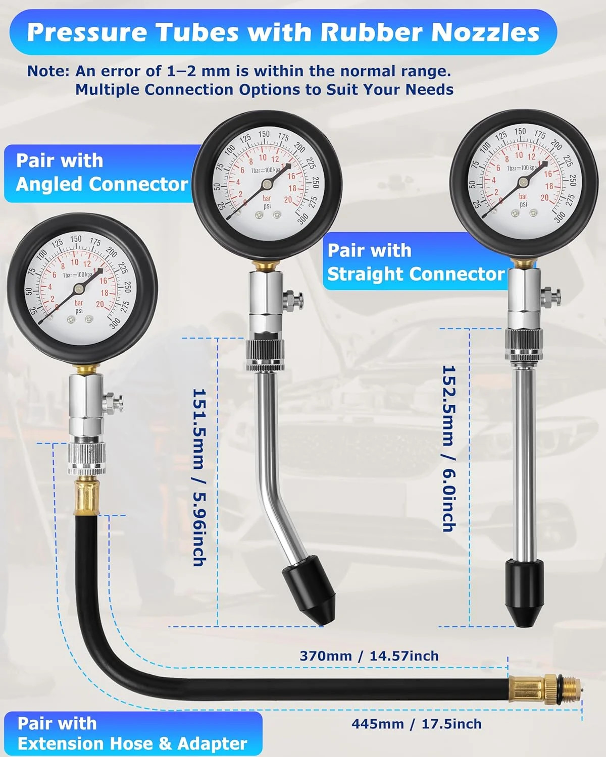Professional Petrol Engine Compression Tester Kit Set for Automotives and Motorc