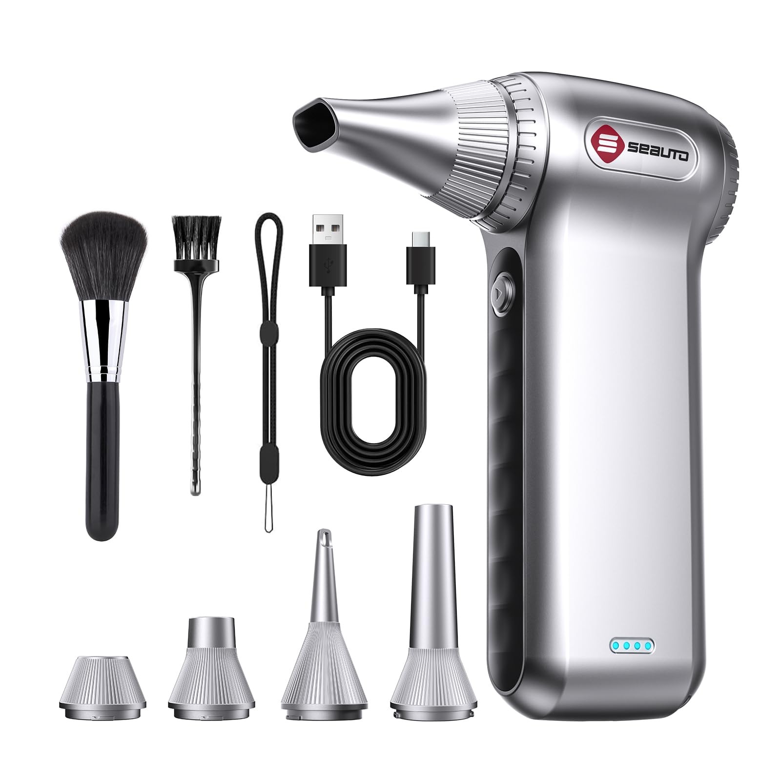 SEAUTO CORDLESS ELECTRIC AIR DUSTER 125,000 RPM RECHARGEABLE TF-001 - SILVER