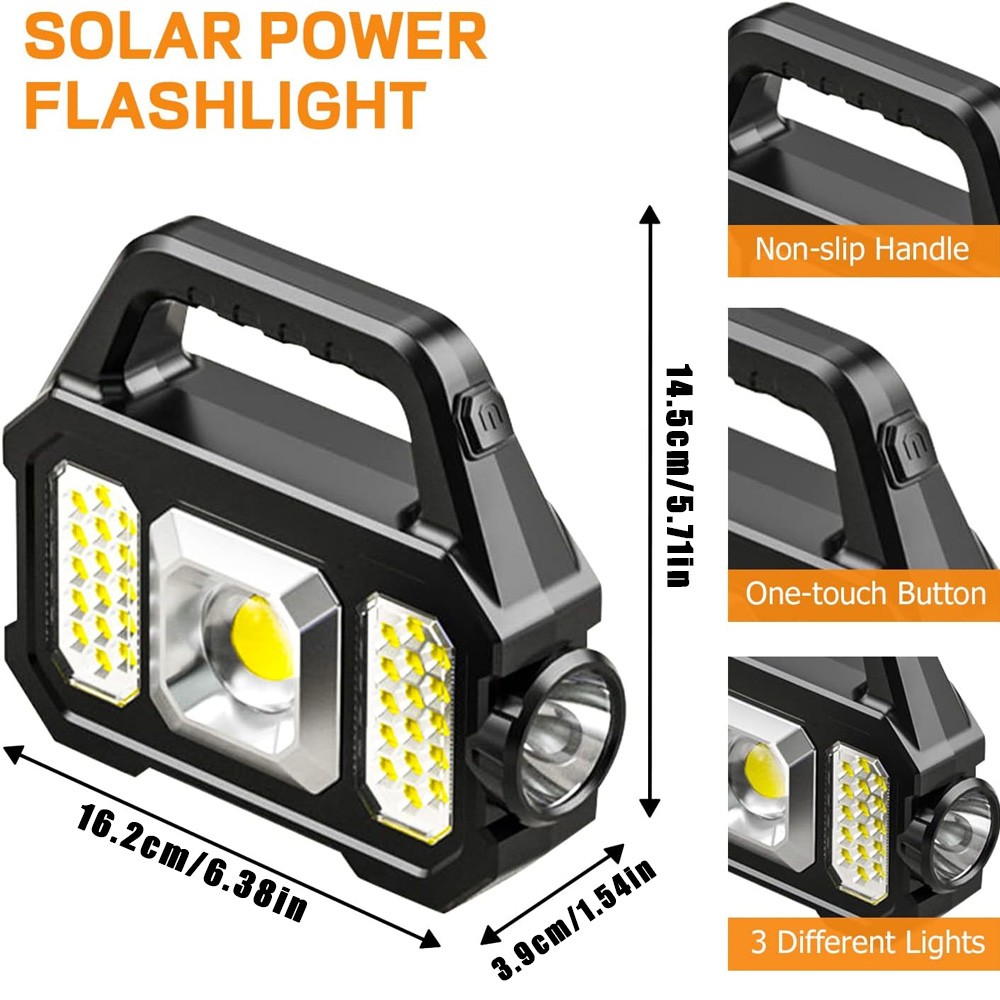 Solar Power LED Camping Lamp Flashlight Tent Light Lantern Rechargeable ASW