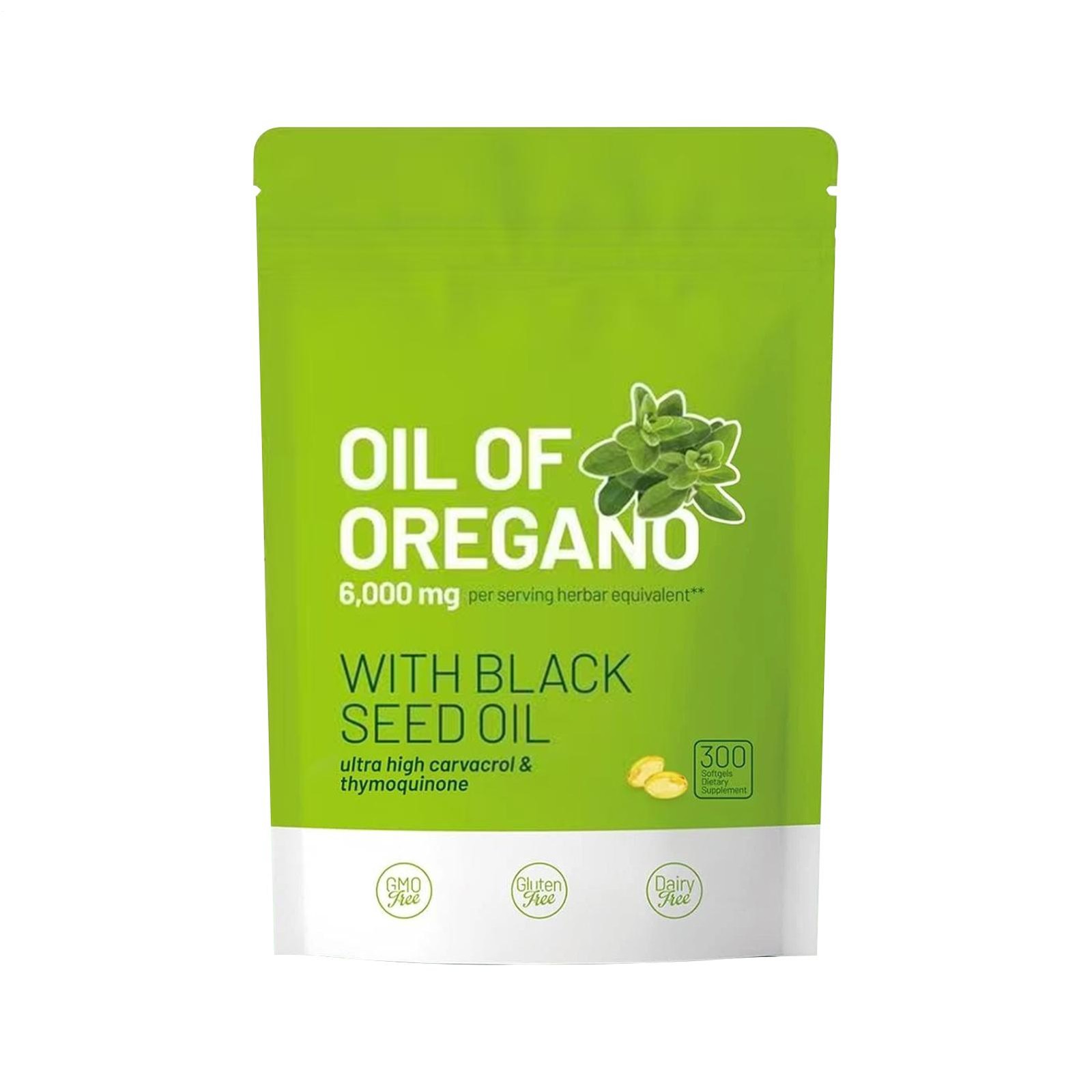 ​​Oil Of Oregano 300 Softgels 2 In 1 Black Seed Oil Organic Herbal Supplement