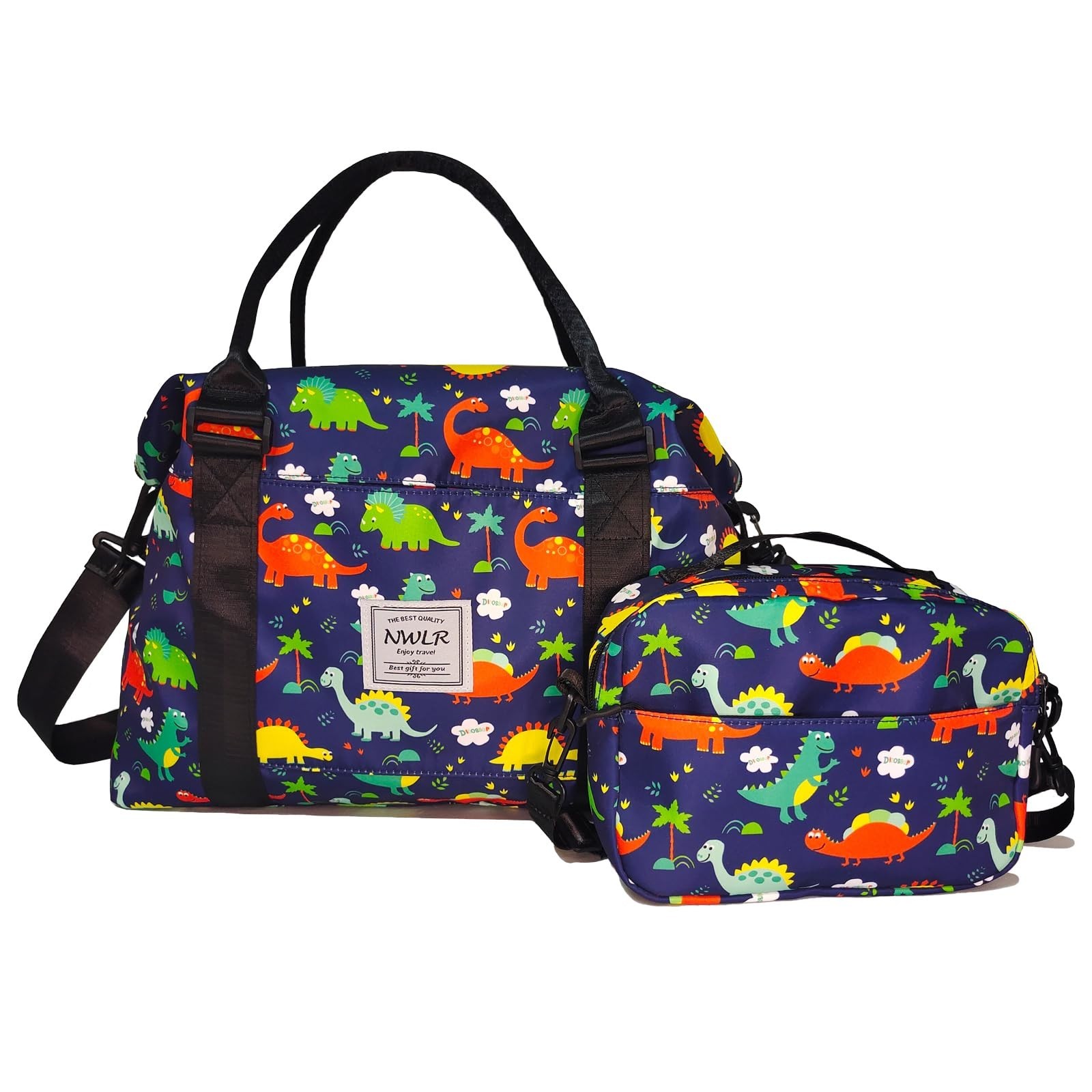 Travel Duffle Bag Weekender Overnight Gym Bag for Women, Navy Dinosaur Set | ...