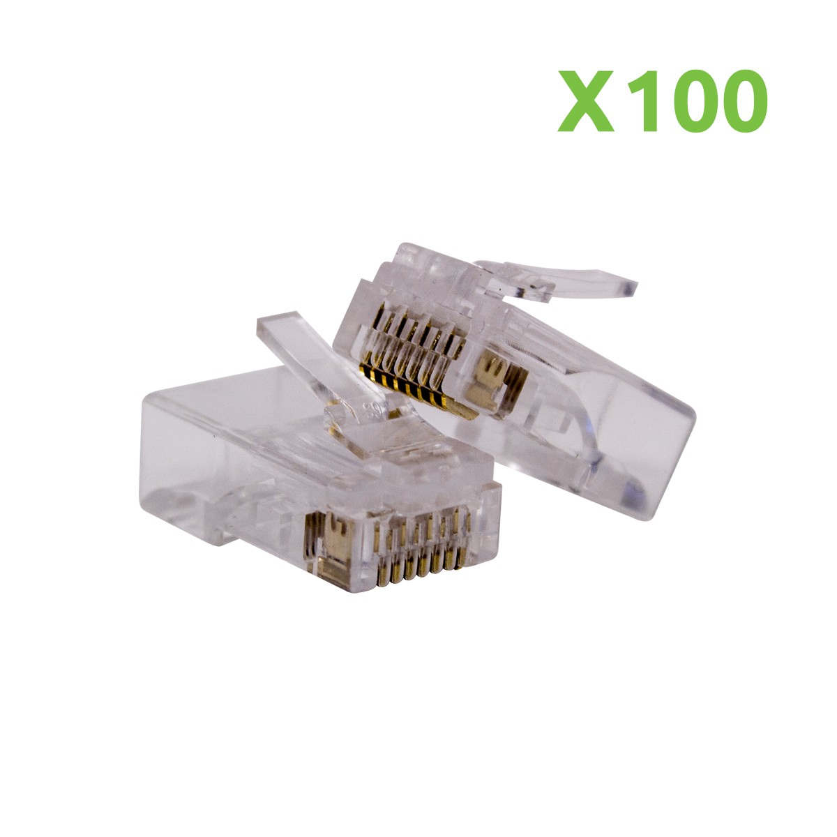 100 x RJ45 Plug CAT6 Rj-45 Lan Ethernet Connector Network Home or Office 3 prong