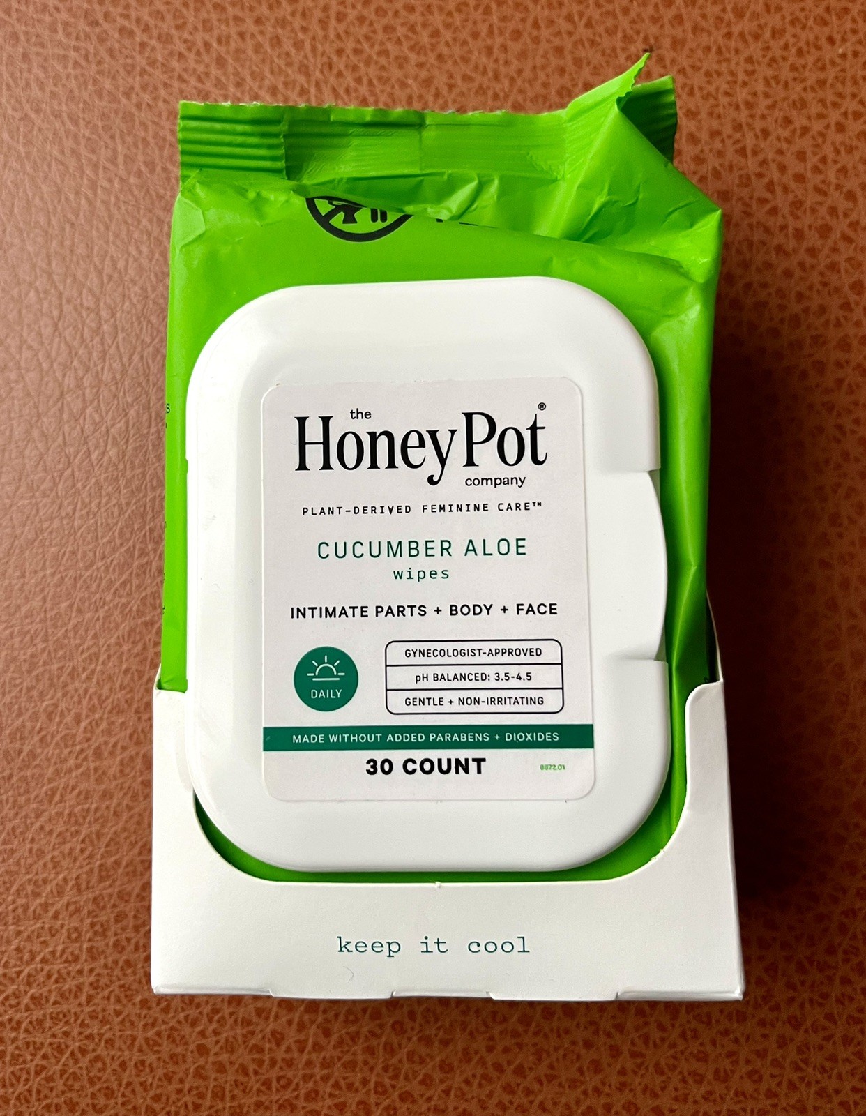 The Honey Pot Cucumber Aloe Wipes 30Ct Plant-Based Intimate/Feminine Care