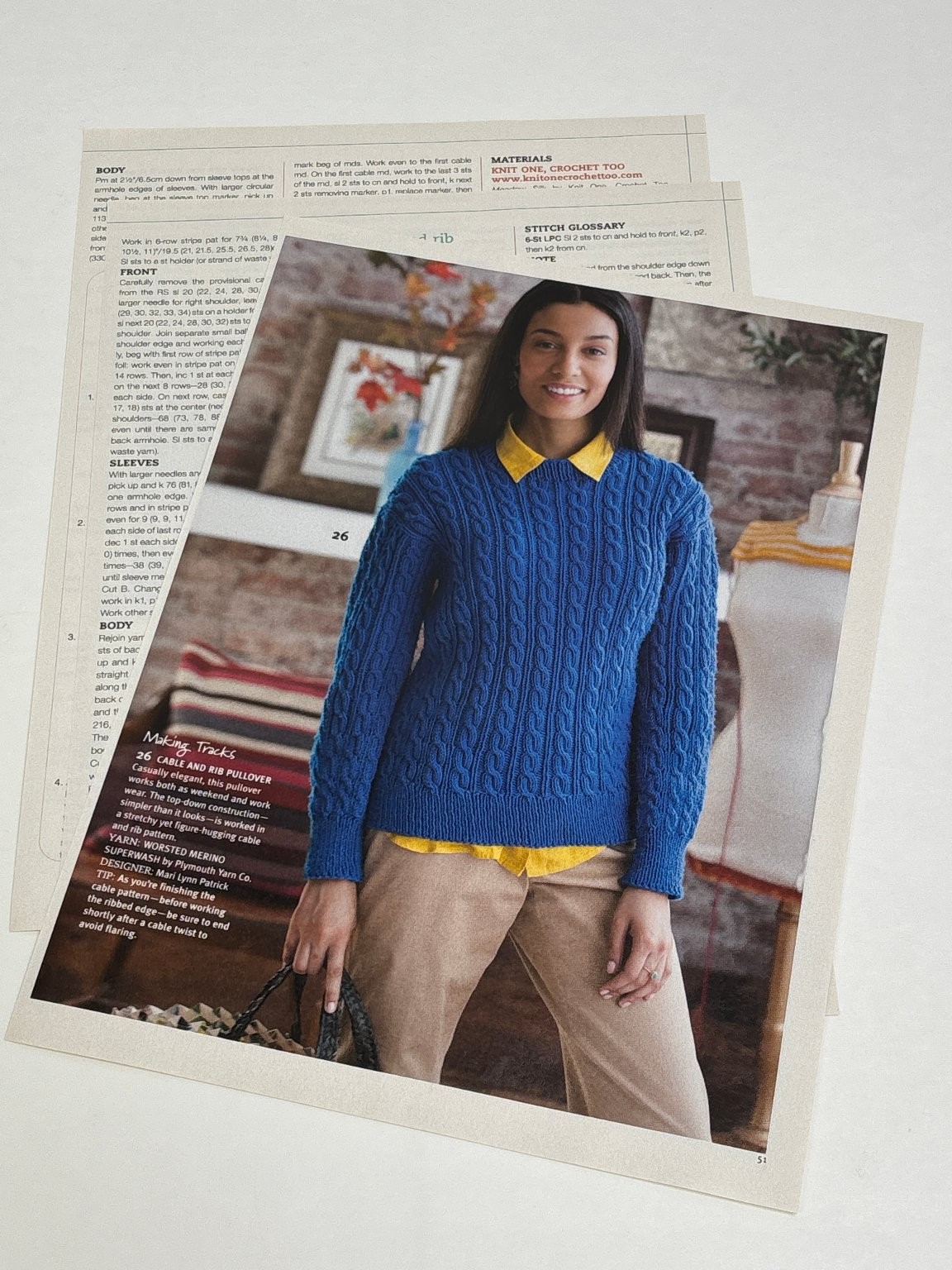 Cable & Rib Pullover Knitting Pattern Magazine Pages