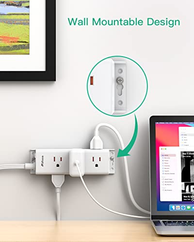 Surge Protector Power Strip - 9 Widely Spaced Multi Outlets, Wall Mount, 3