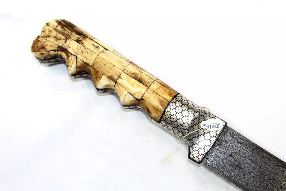 Salafa Sword Dagger Knife Silver Koftgiri Damascus Blade Handle D976