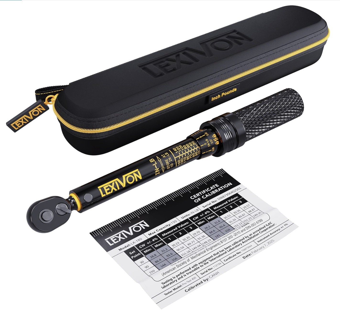 LEXIVON Torque Wrench 1/4-Inch.72 GEAR DUAL DIRECTION.10~150 in-lb micro(LX-180)