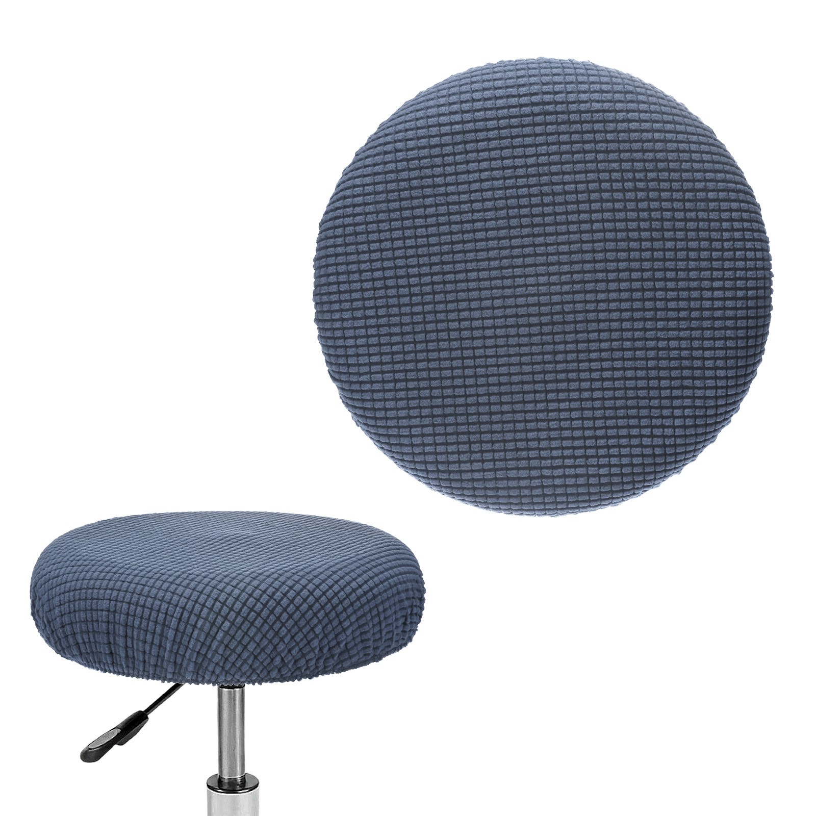 1-Pack Bar Stool Covers Round for 12-14 Inch Polyester Corn Grid [Metallic Gray]
