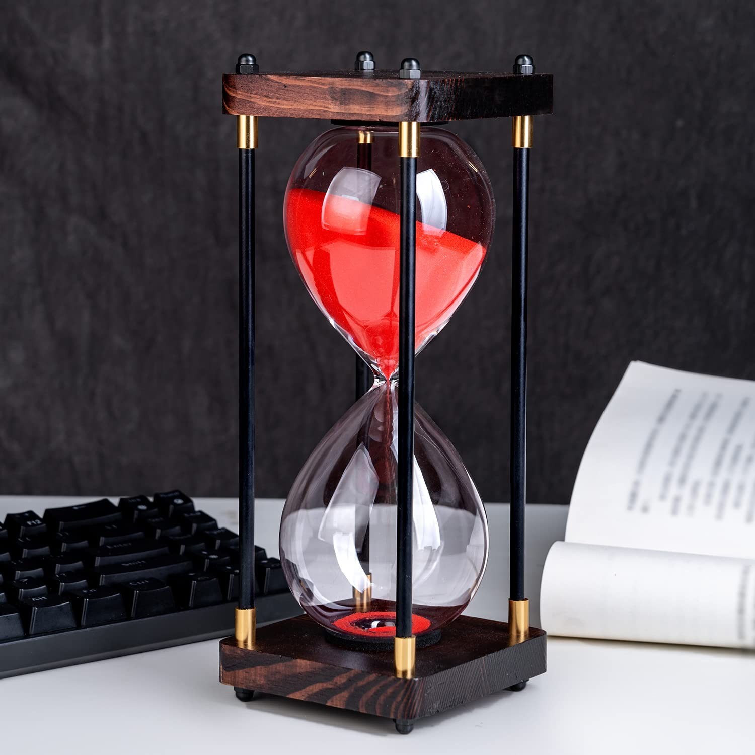 Large Sand Timer, Hourglass Timer 30 Minutes, Vintage Wooden Hour Glass Timer...