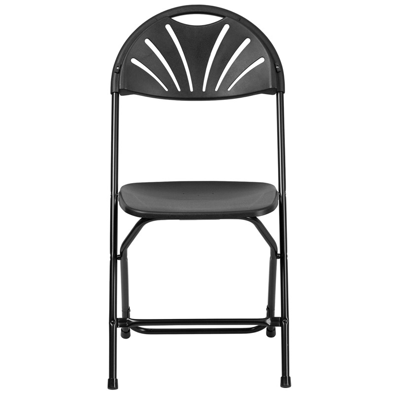 (100 PACK) 650Lbs Capacity Commercial Grade Fan Back Black Plastic Folding Chair