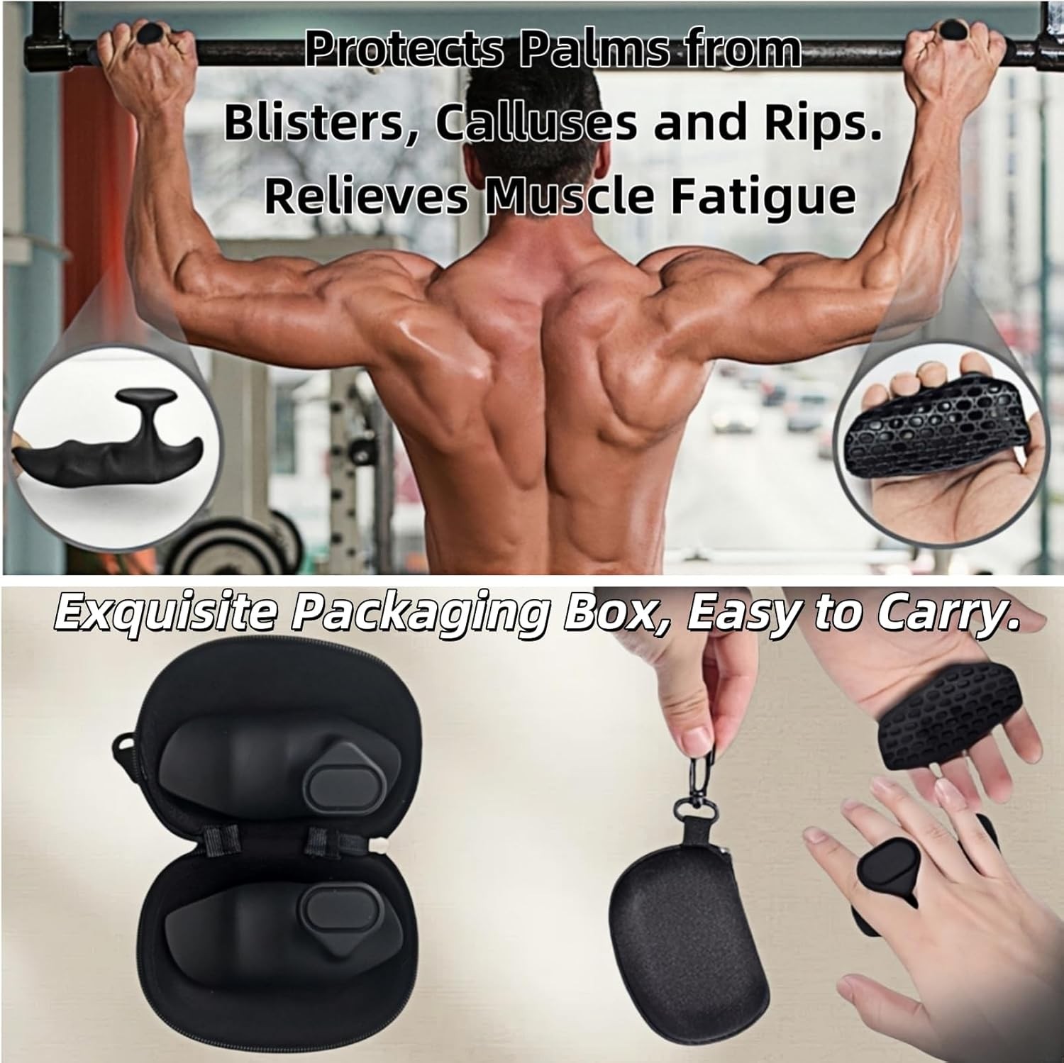 Anti-Slip Workout Grips, Ergonomic Workout Gloves, Weight Lifting Grips, for Men