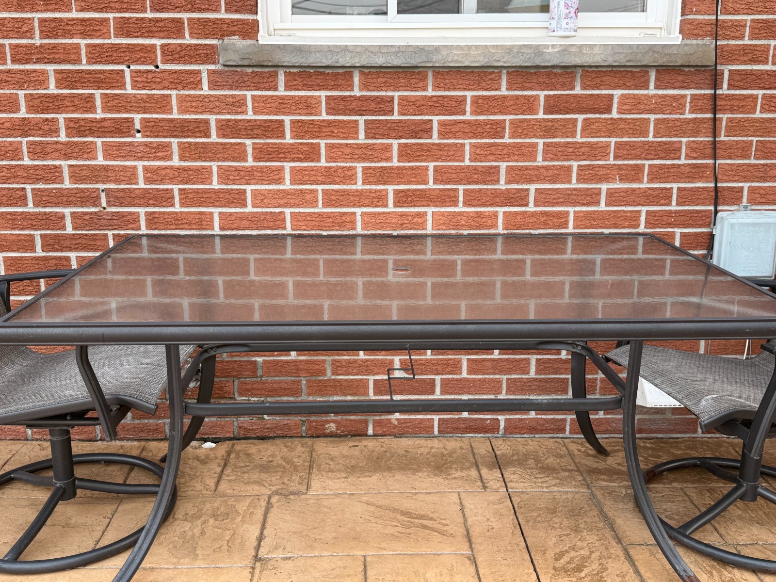 Outdoor Glass Patio Table Set with 2 Mesh Chairs – Sturdy Metal Frame Furniture
