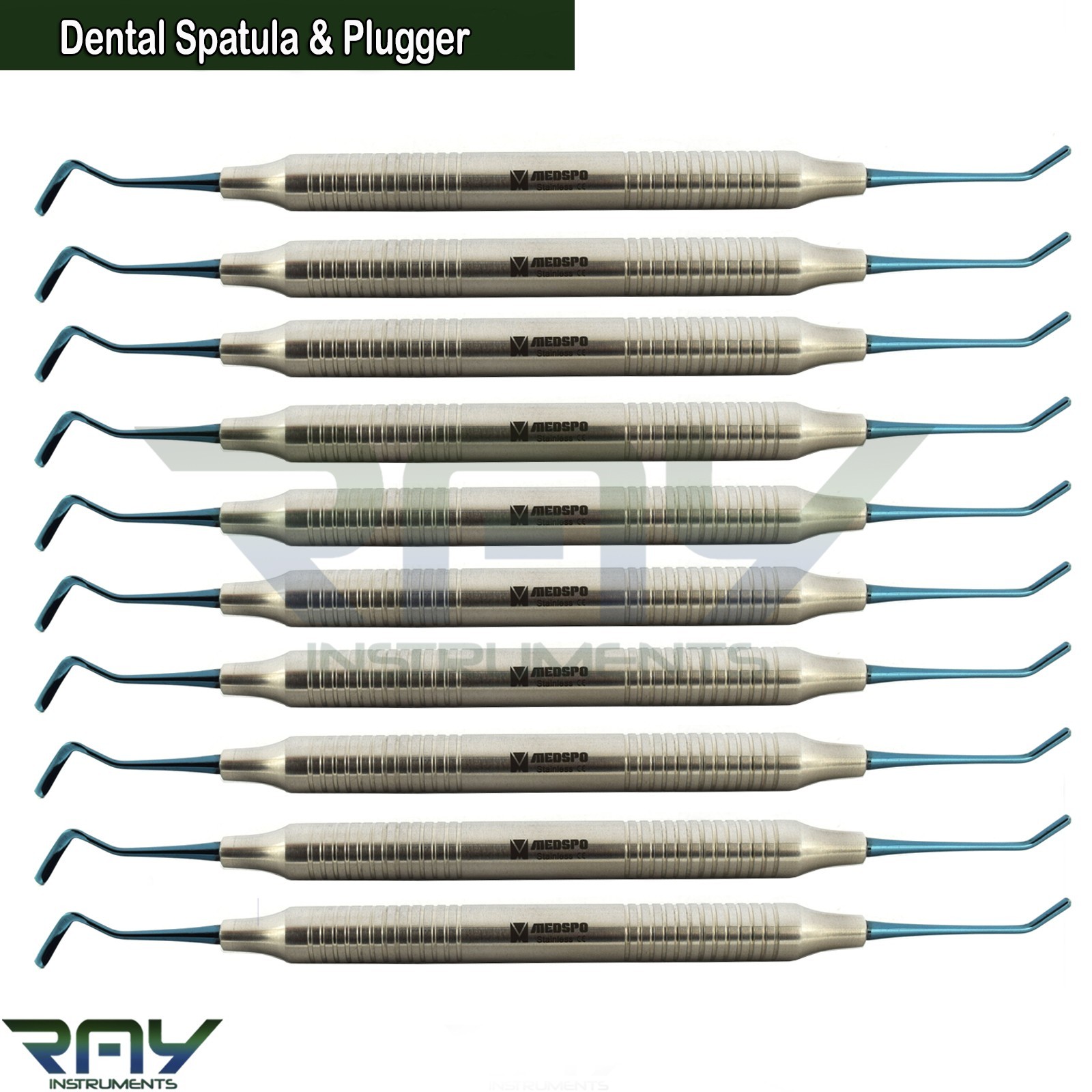 Dental Composite Filling Instruments Spatula & Plugger Titanium Blue Tips