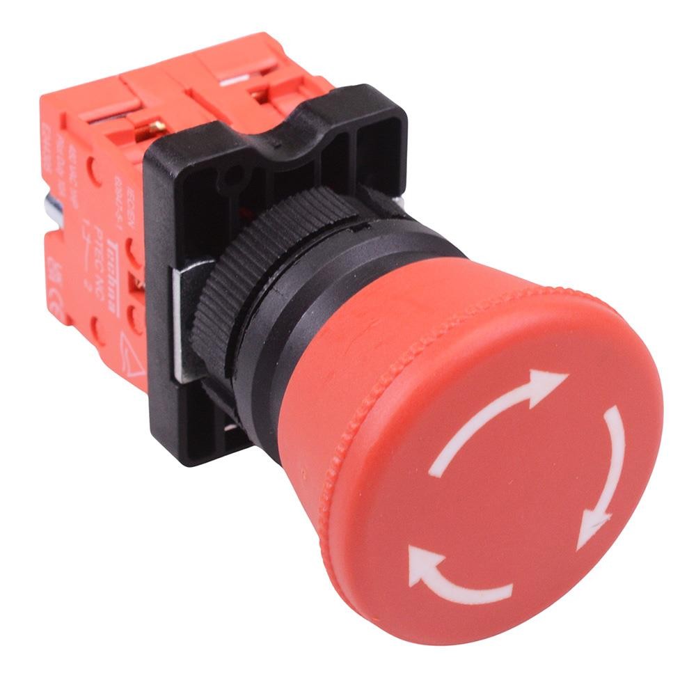 Techna PtecMushT40 40mm Emergency Stop Button Switch Plastic 10A 2NC