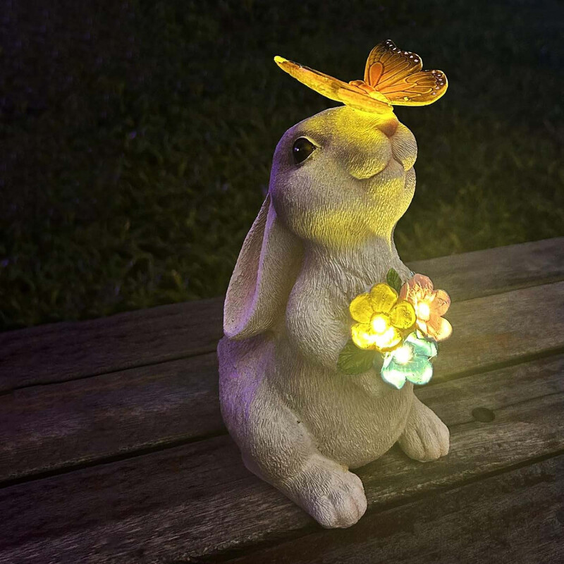 Eco-Friendly Solar-Powered Rabbit Statue – Elegant Outdoor Patio & Easter Gift