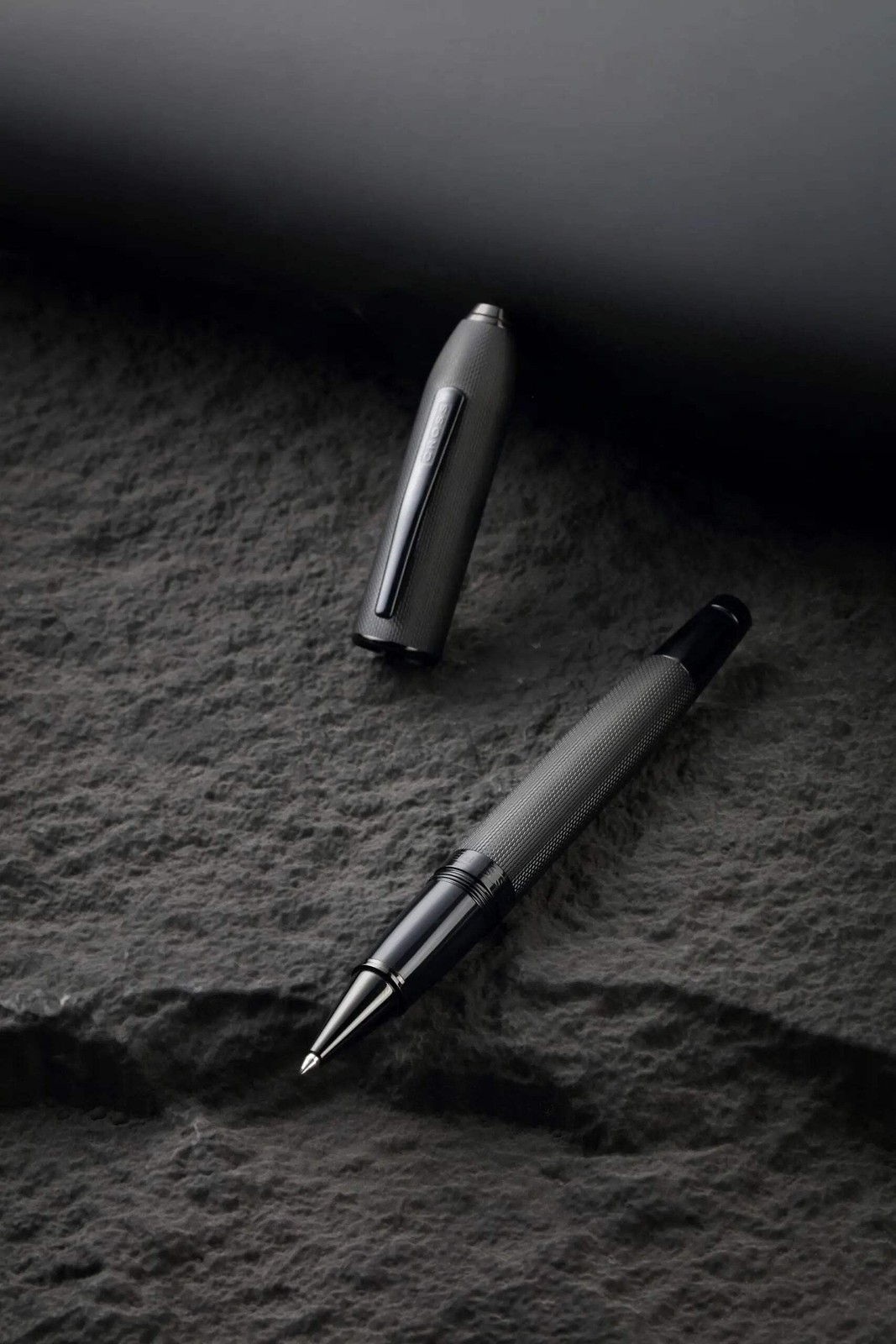 Cross Peerless Diamond Cut Pattern, Black PVD & Swarovski Crystal Rollerball Pen