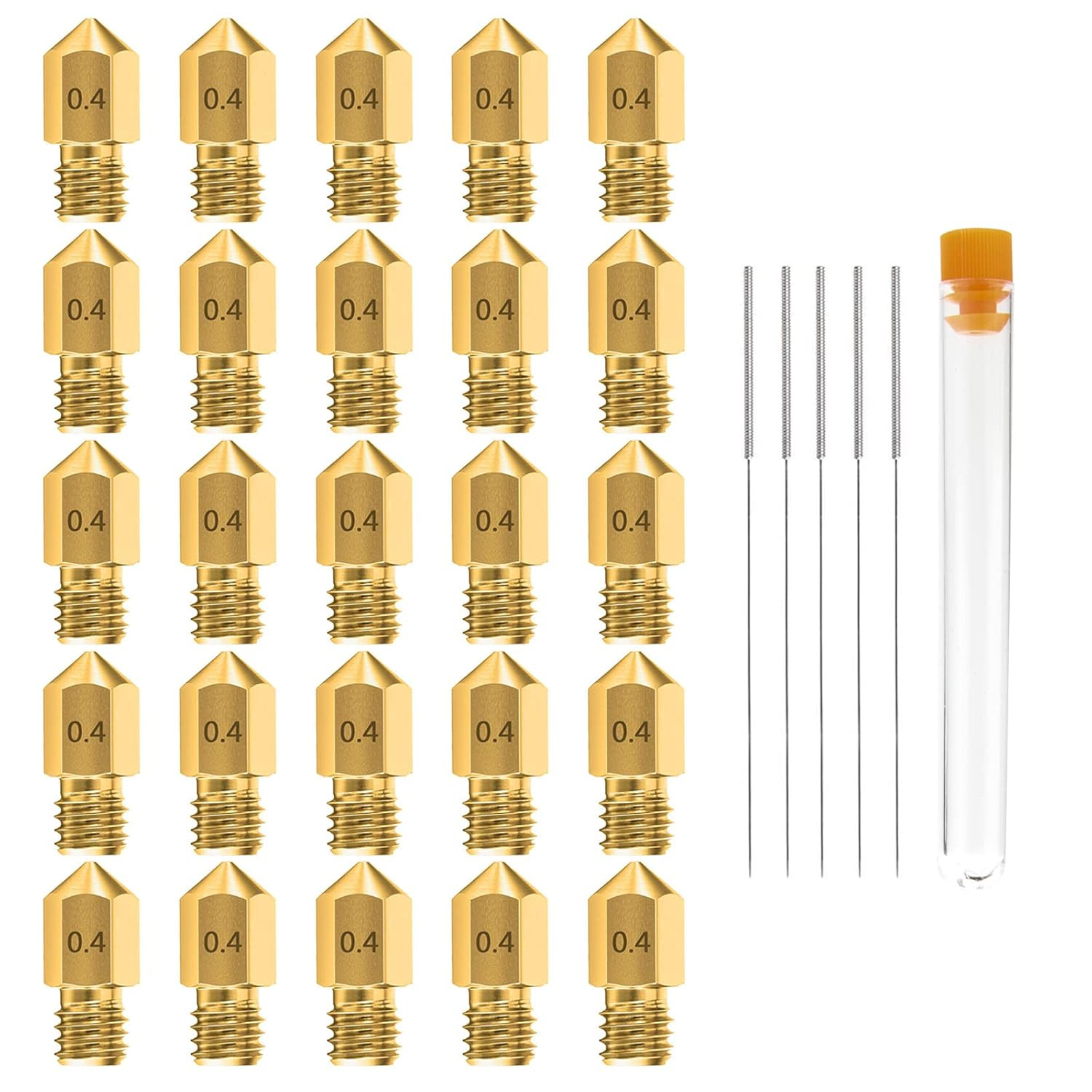 0.4MM MK8 Ender 3 Nozzles 25 Pcs 3D Printer Brass Nozzles Extruder for Makerb...
