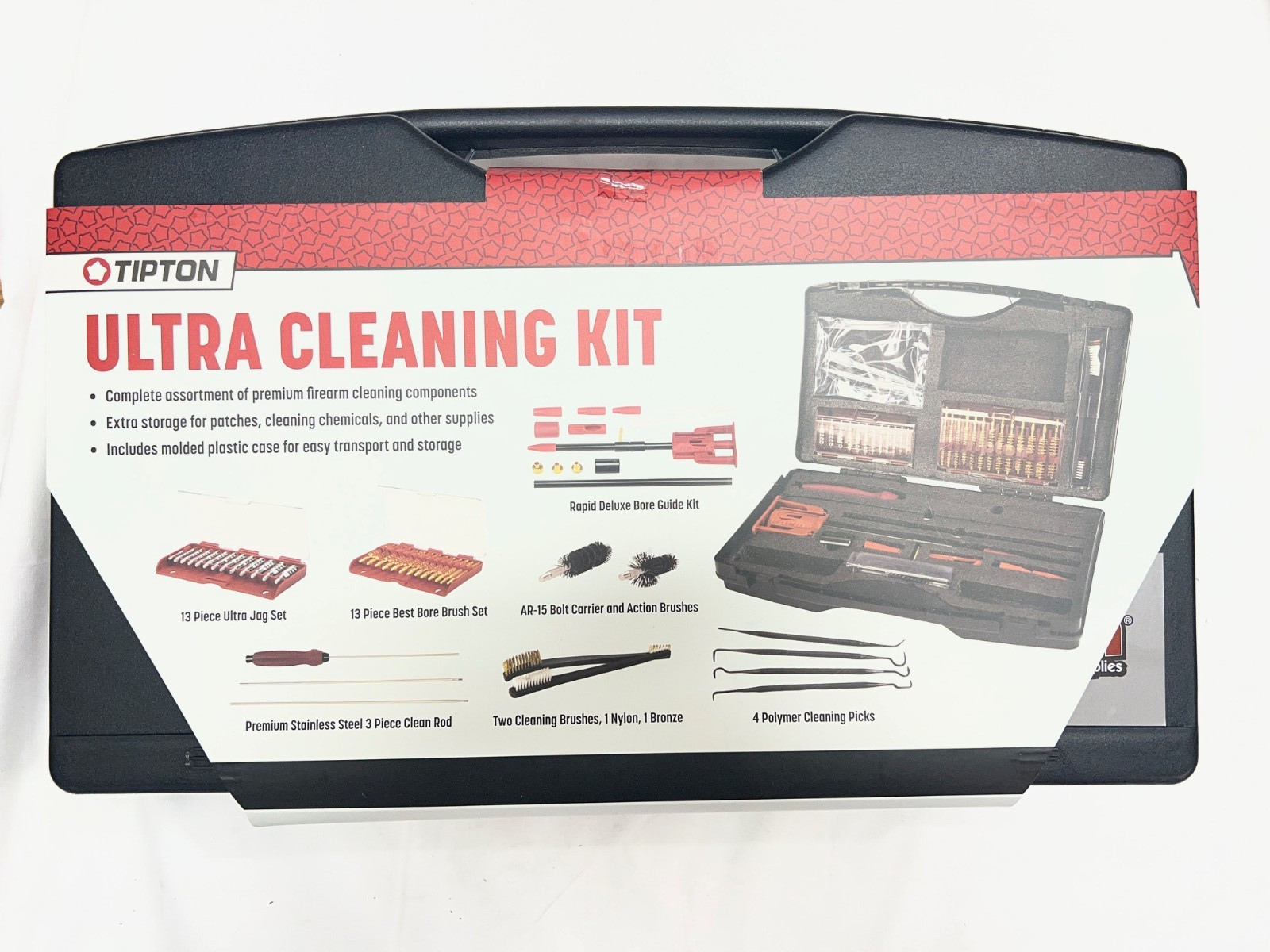Tipton Ultra Cleaning Kit with Jags, Brushes and Bore Guide in Storage Case for