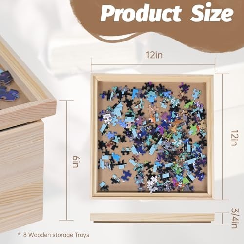 8 Pcs Stackable Jigsaw Puzzle Sorting Trays - 12"x12" Easy Storage for 1500-3000