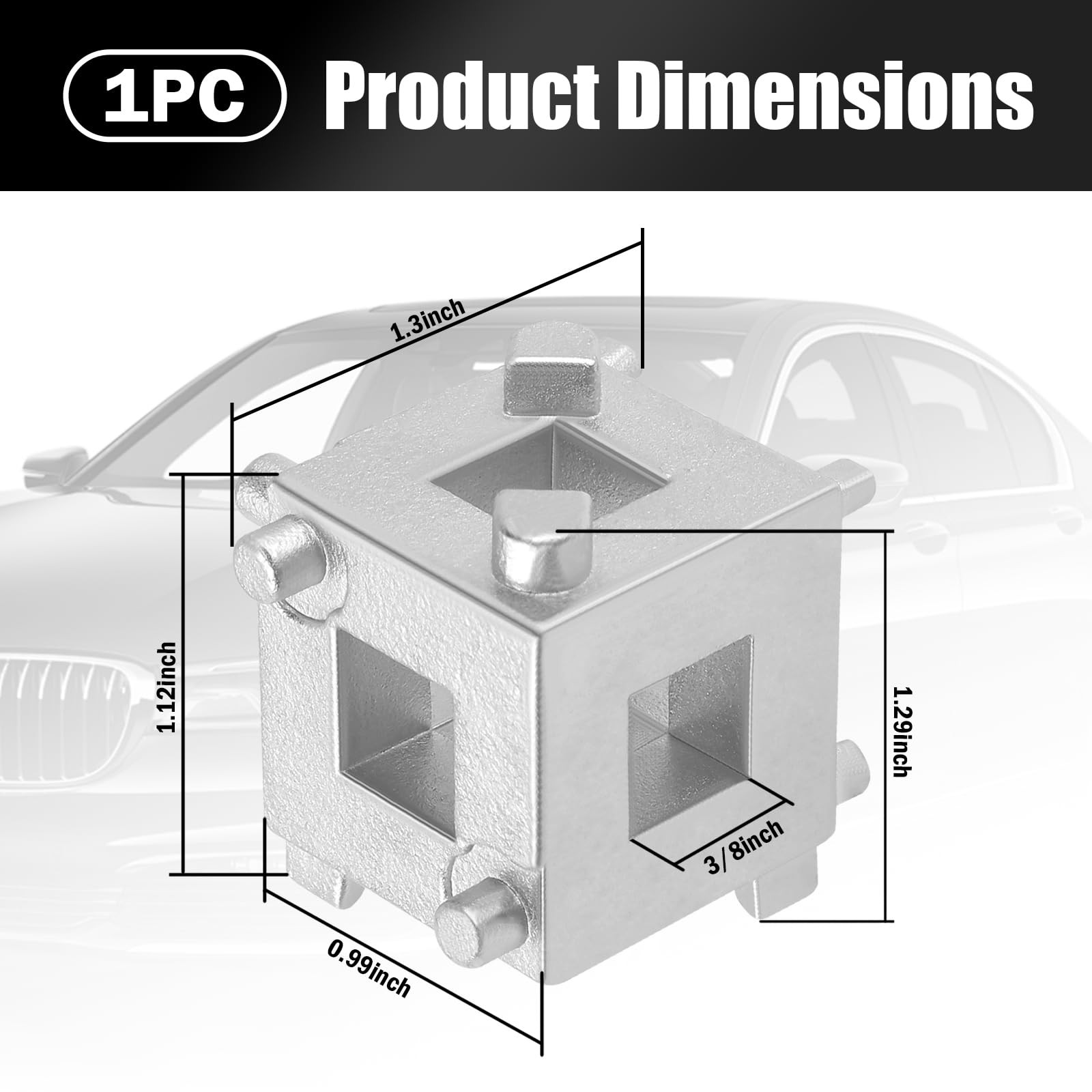 TSIEBRV Cube Brake Caliper Compression Tool Driven 1.3*1.29*0.99 inch, Silver