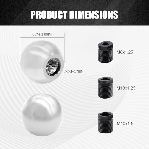 Round Ball Shift Knobs, Gear Shifter Knob, Aluminum Alloy Gear Shift Silver