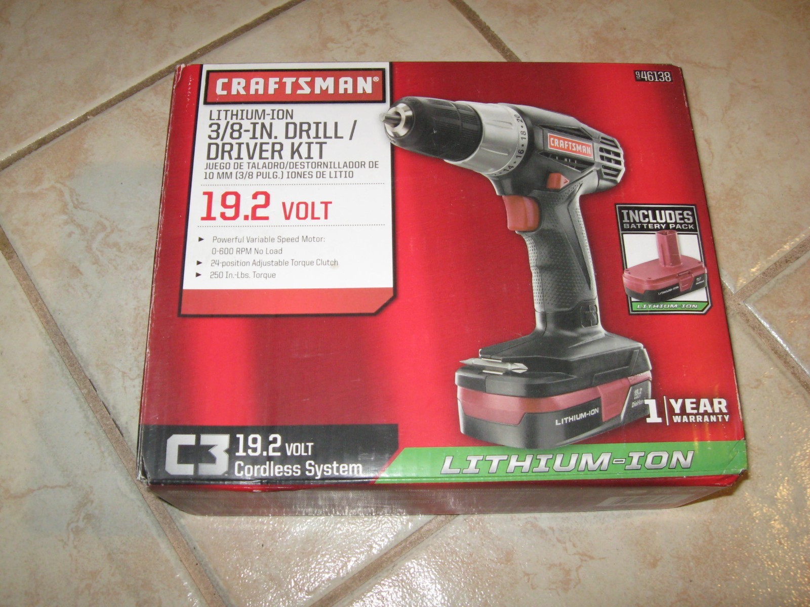NEW C3 19.2 Craftsman lithium-ion 3/8" DRILL DRIVER KIT BATTERY & CHARGER INCLUD
