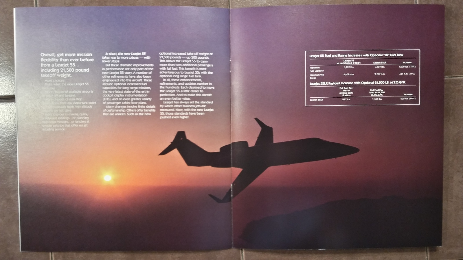 Original Gates Learjet 55 Performance Plus Brochure, 12 page, 8.75 x 10"
