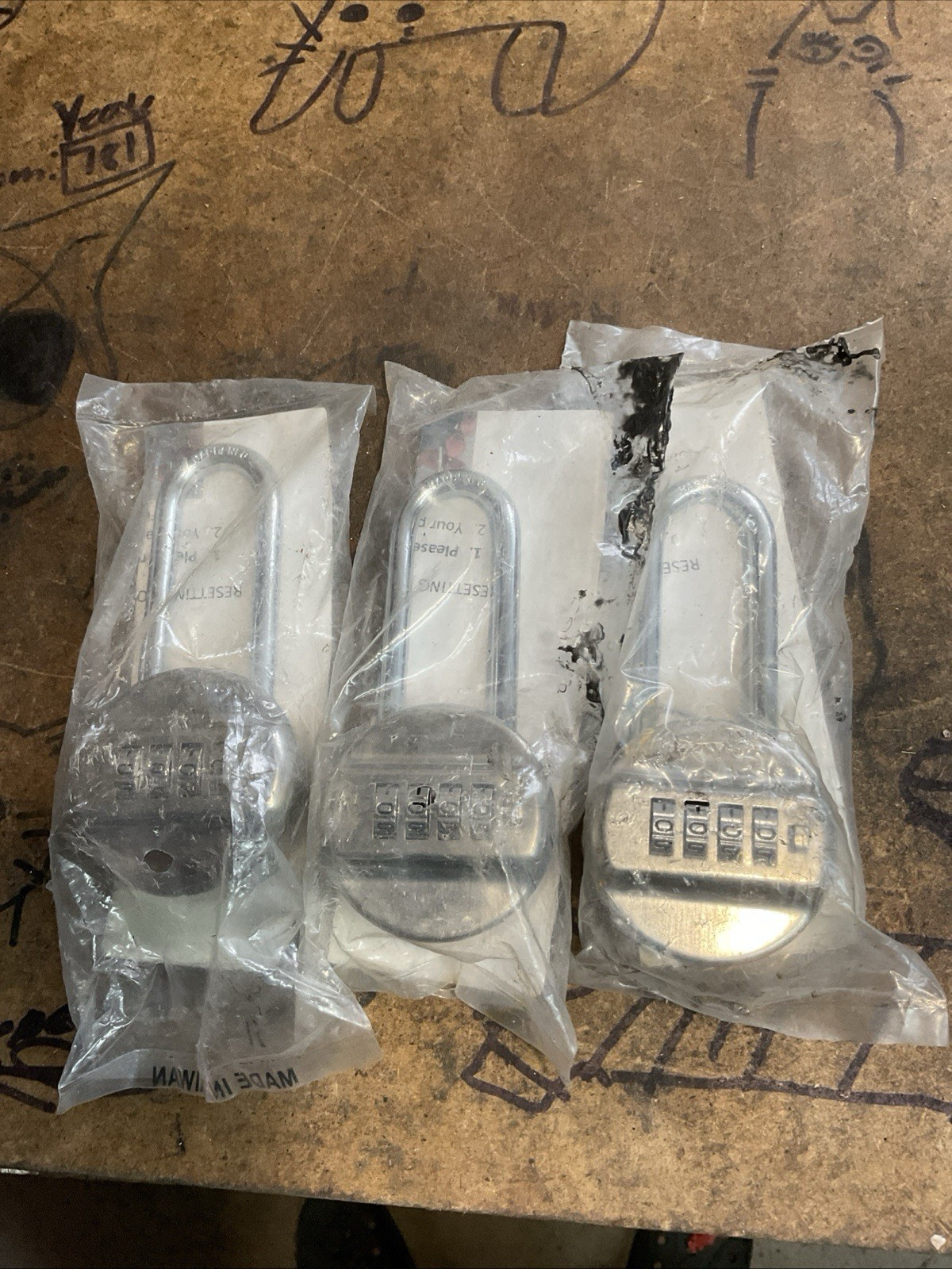 COMBINATION PADLOCK, 4-DIGIT, LONG SHANK, MFS SUPPLY (3 Locks)
