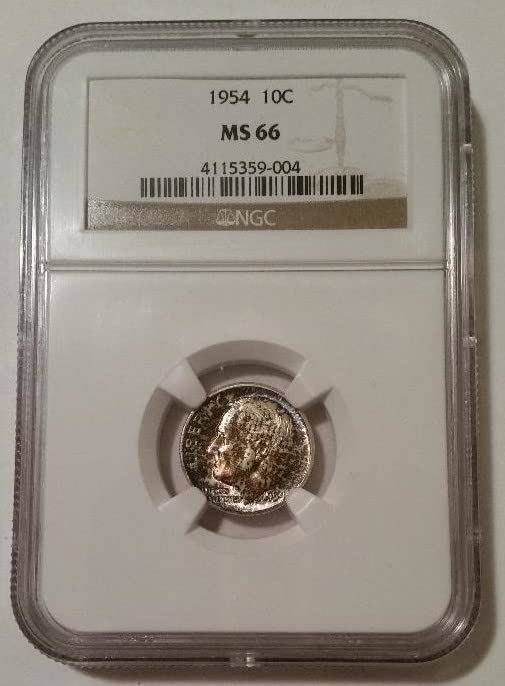1954 Roosevelt Dime MS66 NGC Toning