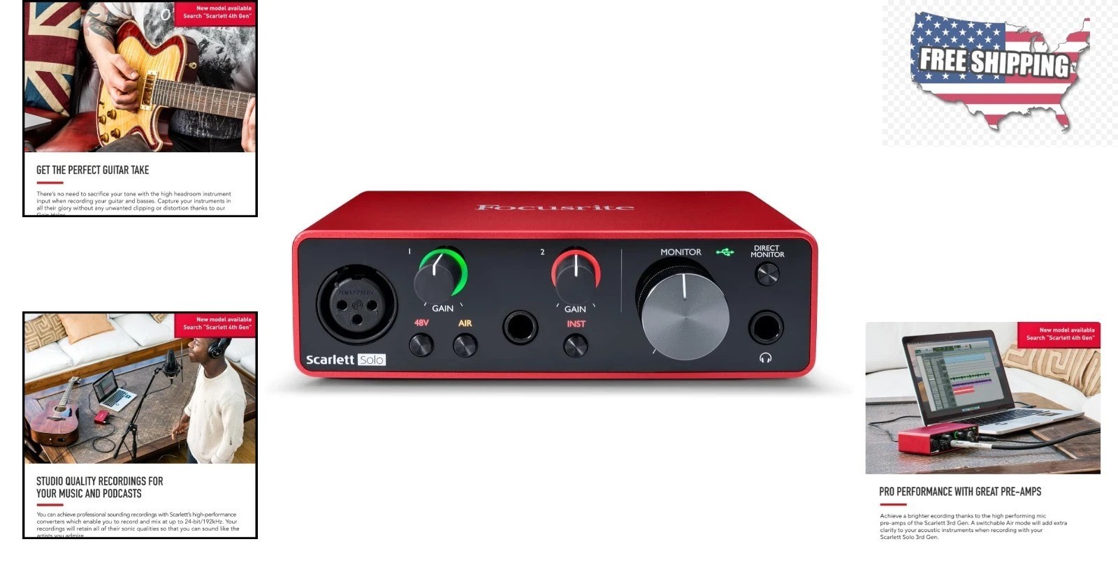 Studio-Quality USB Audio Interface with 24-bit/192kHz for Musicians & Podcasters