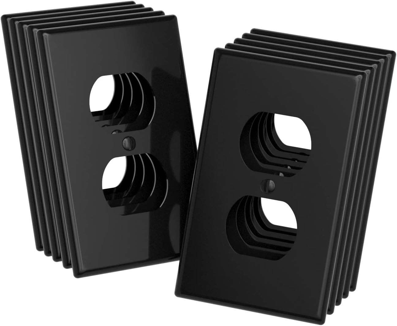 5 or 10 Black Outlet Covers -Duplex Receptacle Wall Plates, 1-Gang Standard Size