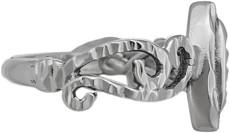 Sterling Silver Diamond Cut Scrollwork Marquise Ring