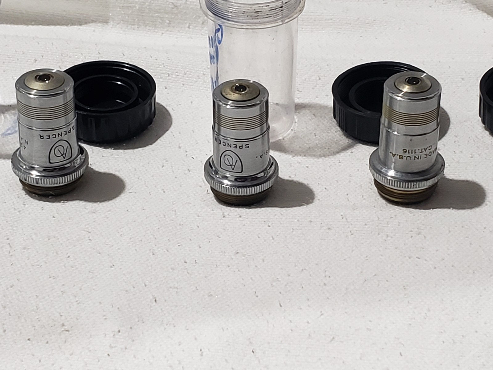 Lot of 3 AO Spencer Objective Lenses 43X N.A. .66, 43X N.A. .66, 45X N.A. .66