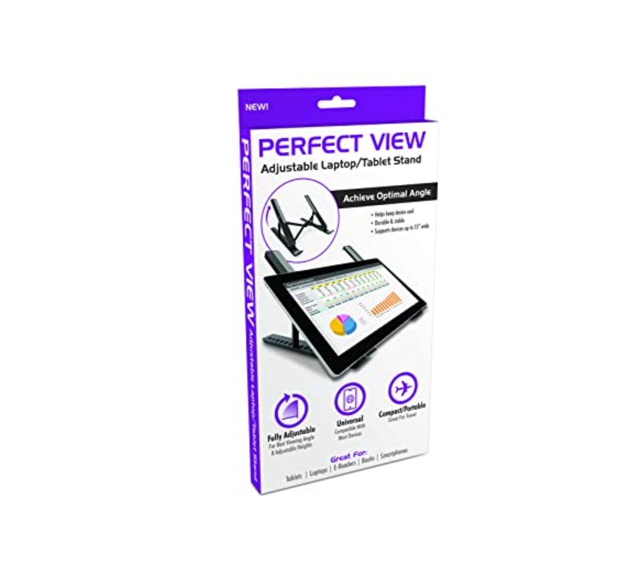 NEW IN BOX Perfect View Adjustable Laptop/Tablet Stand, Folds/Expands for travel