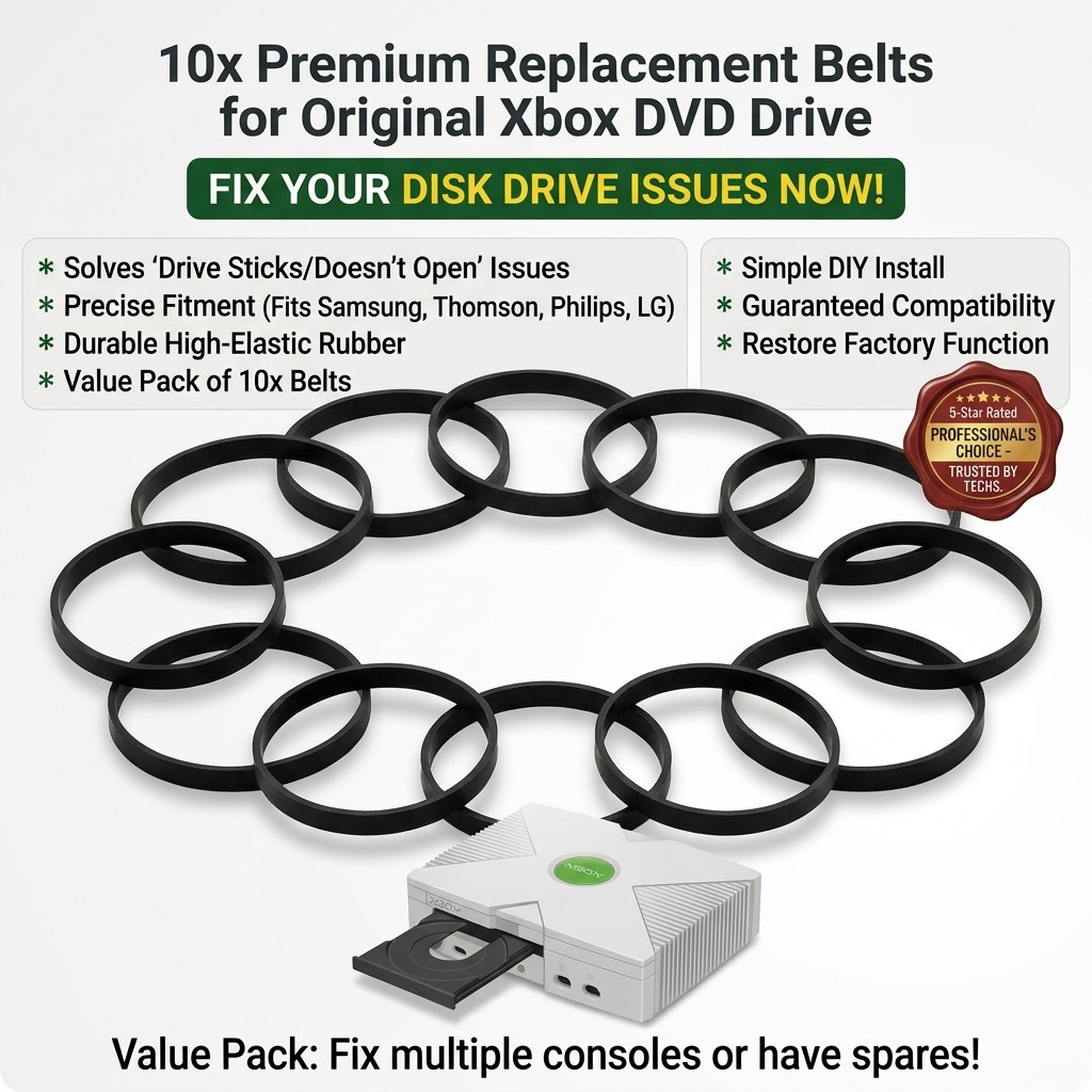 10x Premium Replacement Belts for Original Xbox & Xbox 360 DVD Drives.