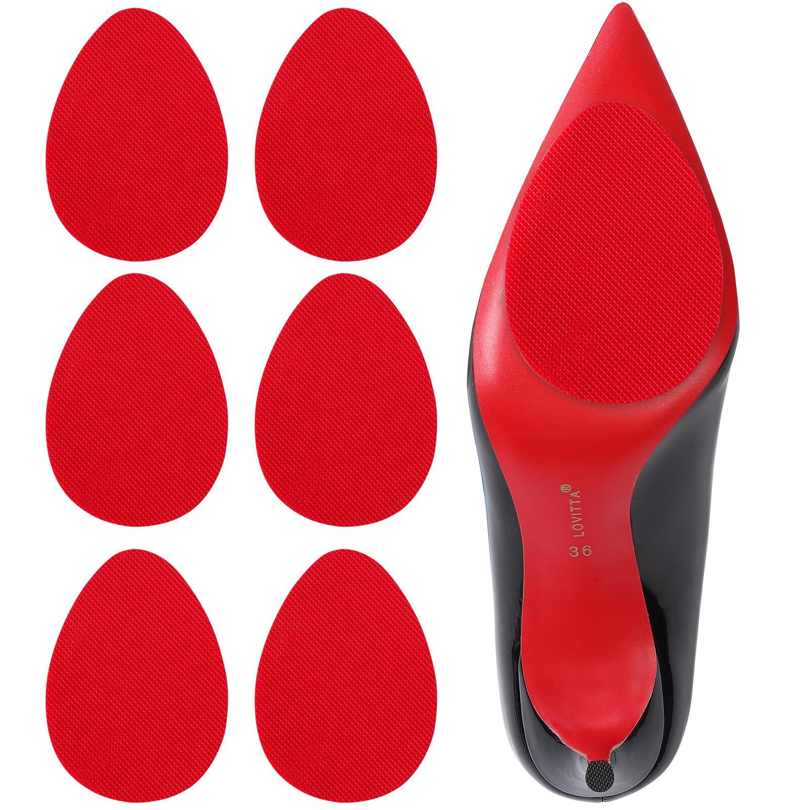 Red Sole Protectors, 3 Pairs Self-Adhesive Shoe Bottom Protector