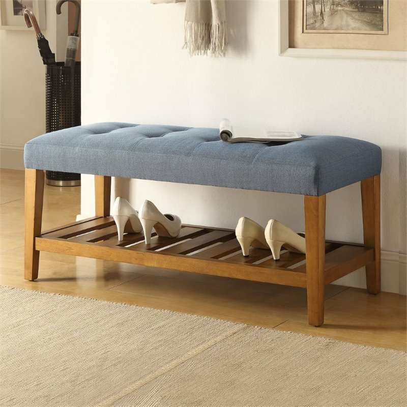 Bowery Hill Bench in Blue and Oak