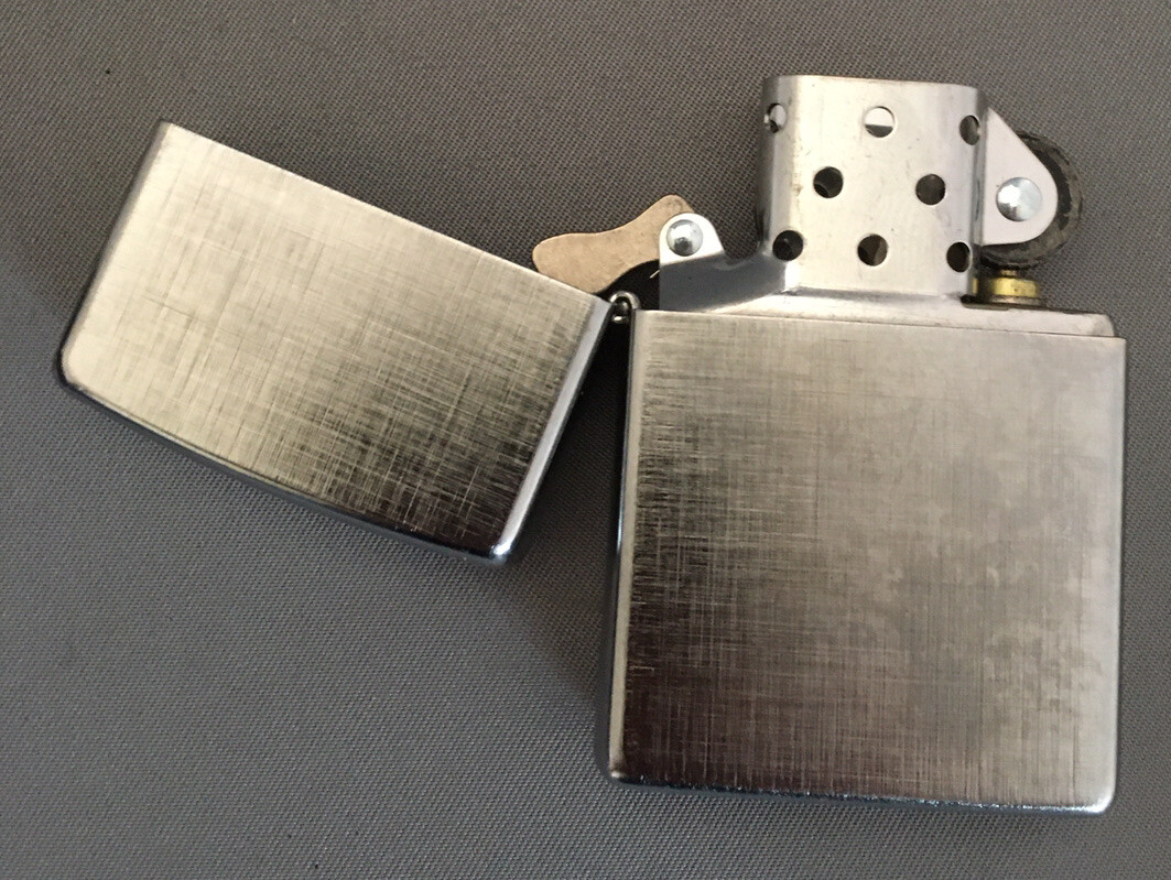 Zippo Windproof Chrome Lighter With Linen Weave Pattern, 28181, Preowned W/Box