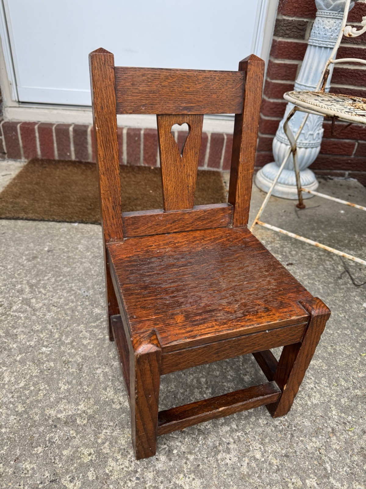 Antique Tigers Eye Oak Wooden Child's Chair