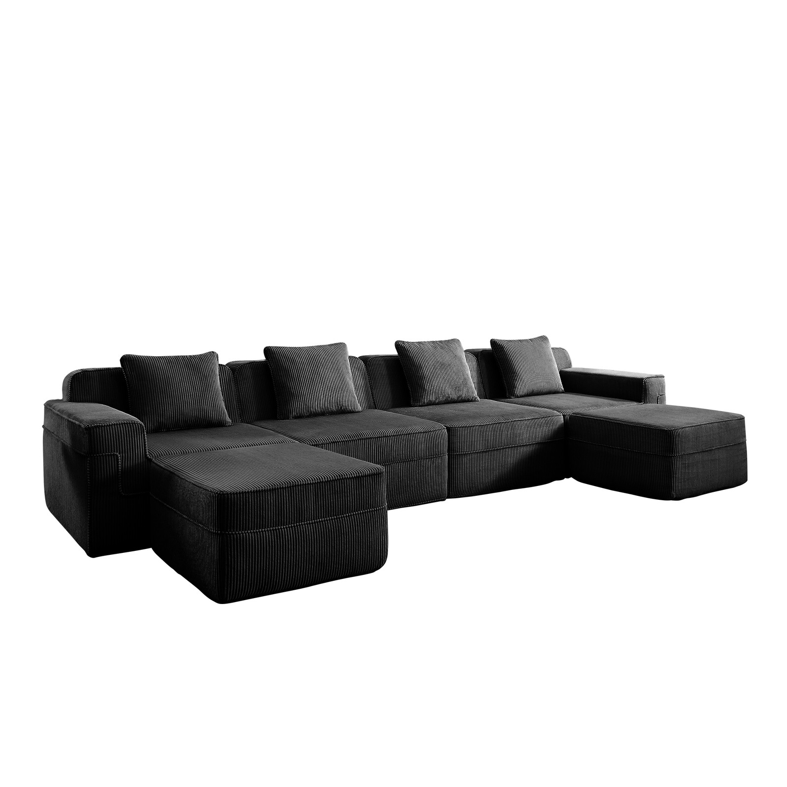 Modular 4 Seat U Shape Sectional Boneless Sofa, Cloud Sectional Couch with Deep